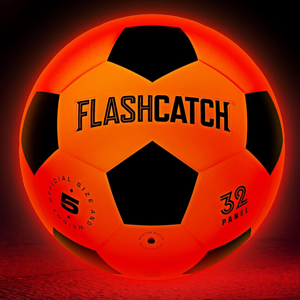 Light Up Soccer Ball - Glow in the Dark - NO 5 - Sports Gear Gifts for Boys & Girls 8-15+ Year Old - Kids, Teens Gift Birthday Ideas - Cool Boy Toys Ages 8 to 15 Glowing Night Activity