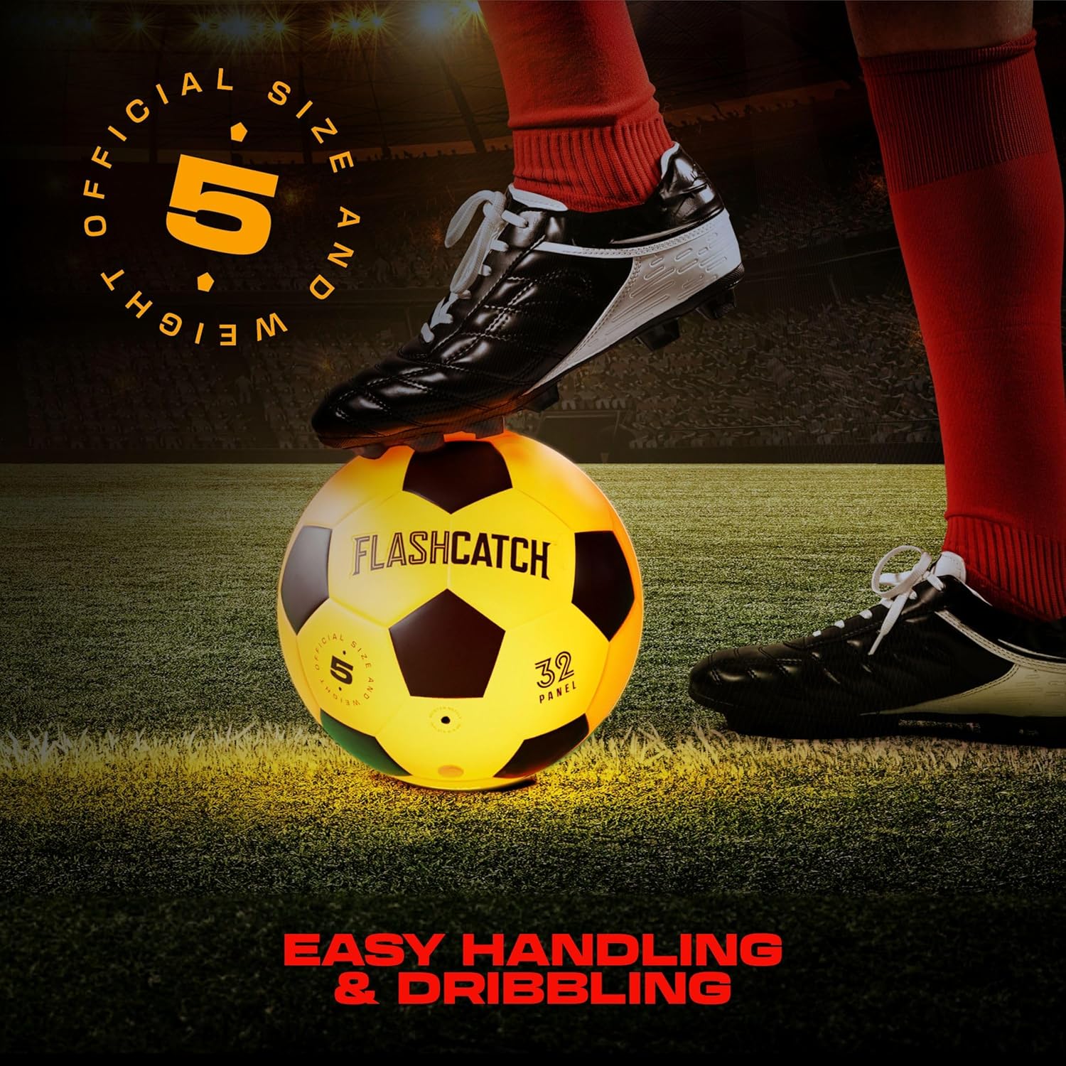 Light Up Soccer Ball - Glow in the Dark - NO 5 - Sports Gear Gifts for Boys & Girls 8-15+ Year Old - Kids, Teens Gift Birthday Ideas - Cool Boy Toys Ages 8 to 15 Glowing Night Activity
