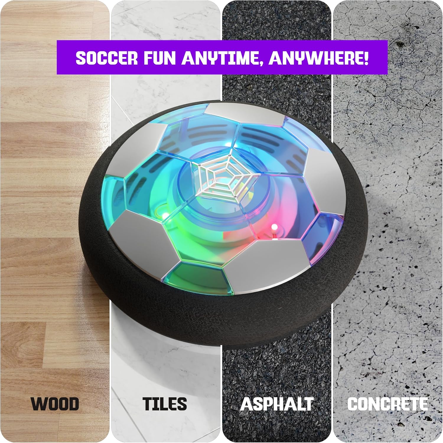 Hover Soccer Light-Up Ball, Birthday Gift for Boys, Indoor Toy Games, Kids Gifts for Age 5, 6, 7, 8, 9, 10, 11, 12 Years Old, Boy Toys for Age 3 Years and Up.
