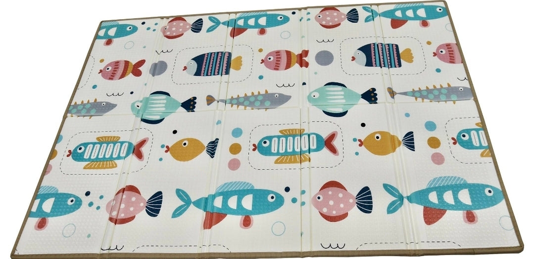 Baby Play Mat 59"*79" Foldable Foam double side play options Baby Play Mat for Floor Reversible Waterproof Playmats for Babies Boy and Toddlers Infants Edge protected Crawling Mat for Indoor&Outdo