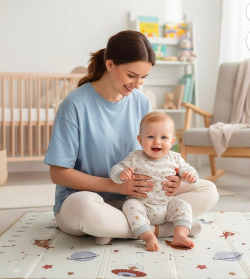 Baby Play Mat 59"*79" Foldable Foam double side play options Baby Play Mat for Floor Reversible Waterproof Playmats for Babies Boy and Toddlers Infants Edge protected Crawling Mat for Indoor&Outdo