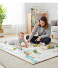 Baby Play Mat 59"*79" Foldable Foam double side play options Baby Play Mat for Floor Reversible Waterproof Playmats for Babies Boy and Toddlers Infants Edge protected Crawling Mat for Indoor&Outdo