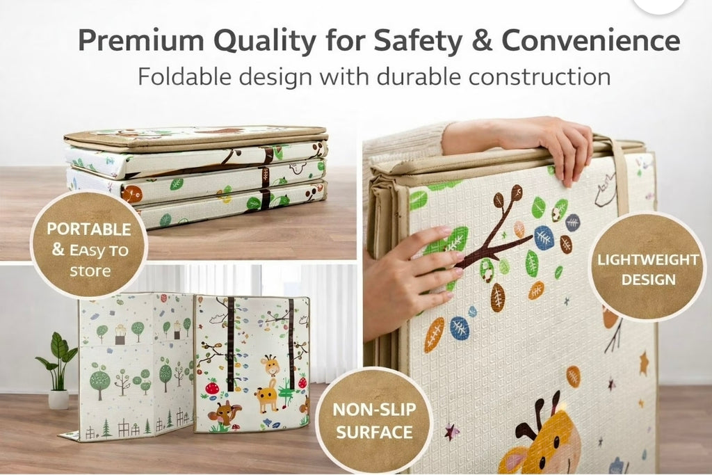 Baby Play Mat Jungle Theme 59"*79"  Foldable double side play Foam Baby Play Mat for Floor Waterproof Playmats for Babies Boy and Toddlers Infants