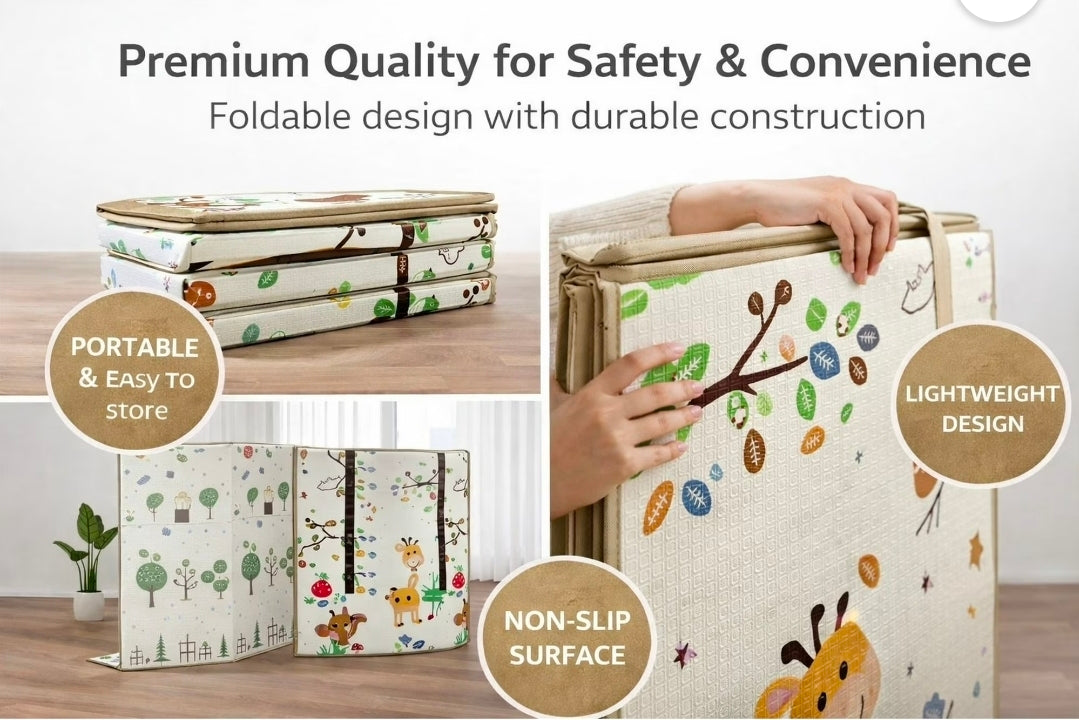 Baby Play Mat Jungle Theme 59"*79"  Foldable double side play Foam Baby Play Mat for Floor Waterproof Playmats for Babies Boy and Toddlers Infants