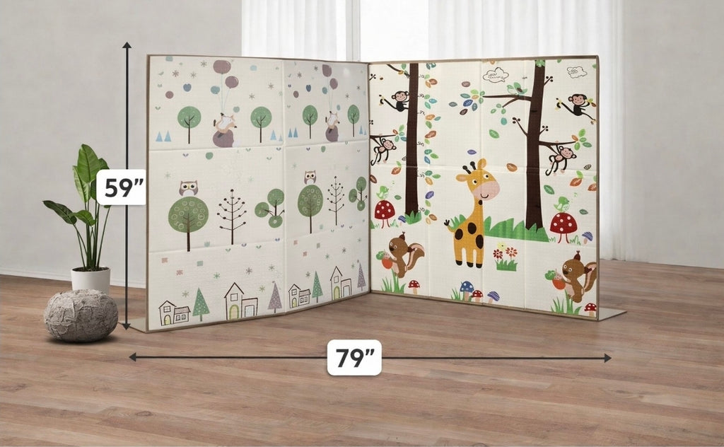 Baby Play Mat Jungle Theme 59"*79"  Foldable double side play Foam Baby Play Mat for Floor Waterproof Playmats for Babies Boy and Toddlers Infants